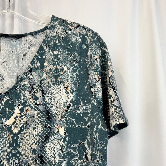 Christian Siriano Womens Short Sleeve V-Neck Snake Print Shift Dress Small - Picture 4 of 9